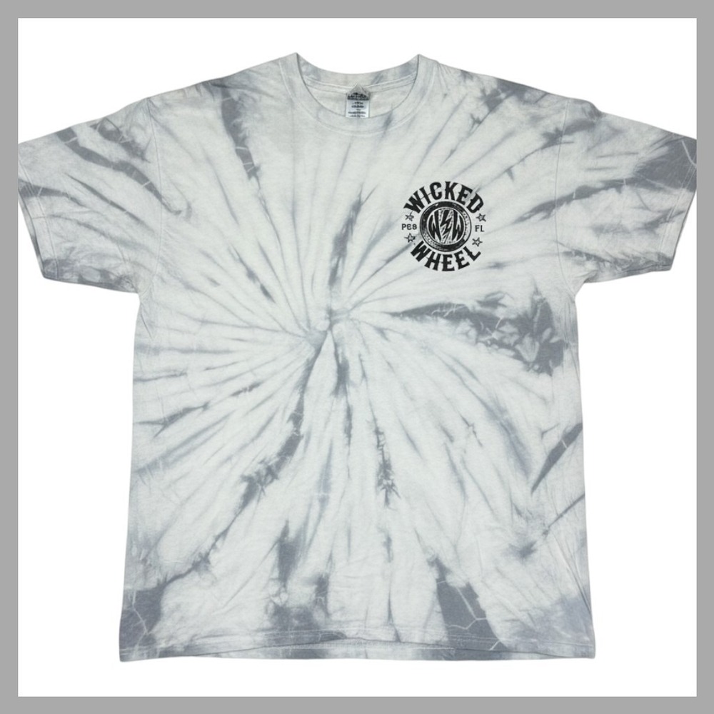 Colortone Wicked Wheel Panama City Beach Tie Dye Biker Graphic T-Shirt L Grey